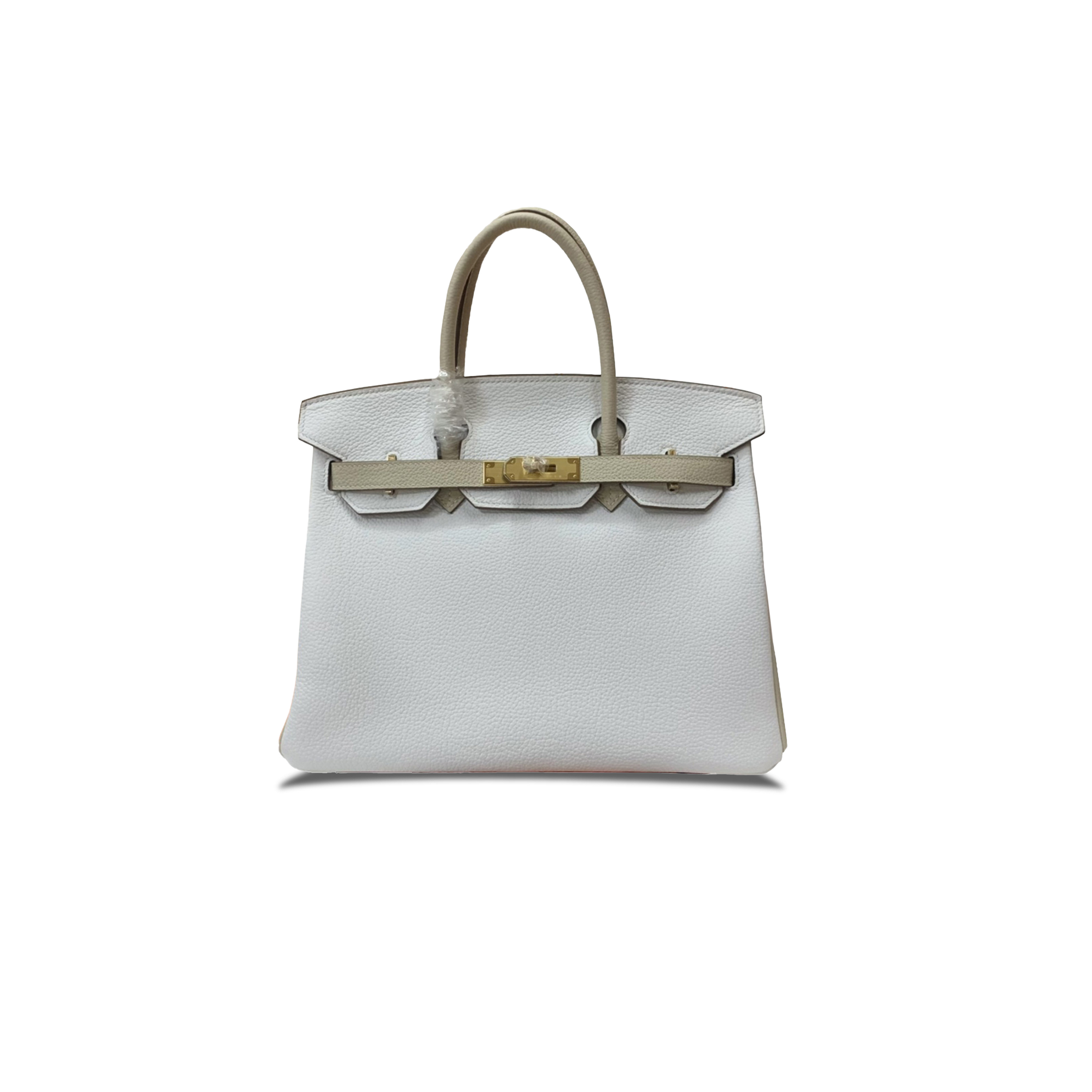 HERMES BIRKIN 30 TOGO LEATHER PURE WHITE MILKSHAKE WHITE GOLD BUCKLE HANDBAG 90252991 (30*23*15cm)